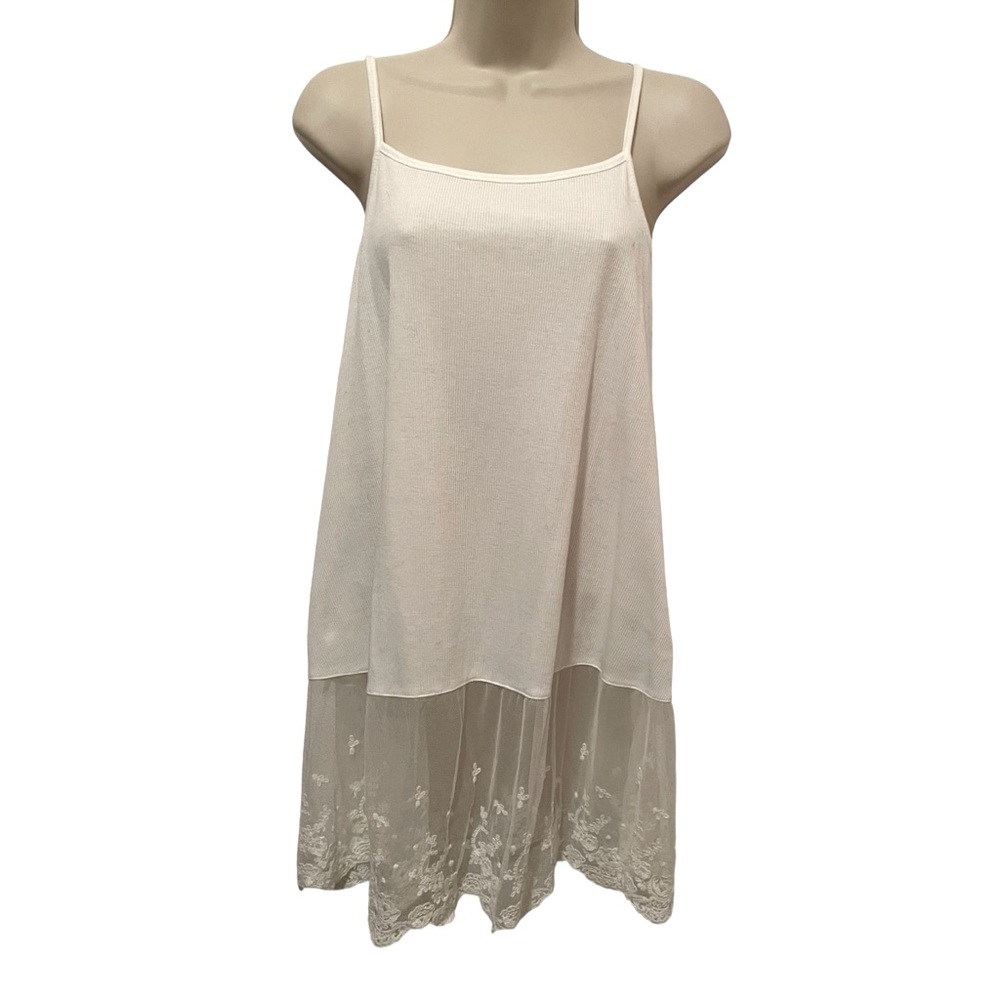 Umgee White Lace Trim Layering Tank Top Size Small Ivory